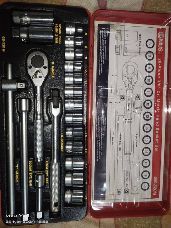 ENIUS 20piece 3/8 Matric hand socket ; Maxtop Tools Germany wrench set 0