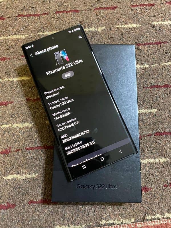 Samsung Galaxy S22 Ultra 5G (pta approved) (complete box) 1