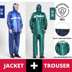 Lite Waterproof Rain Suit, Raincoat Shirt, Trouser & PVC Green, unisex