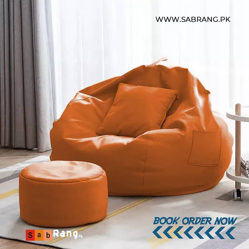 pack of 3 leather bean bag/ bean bag / leather bean bag / sofa cum bed 9