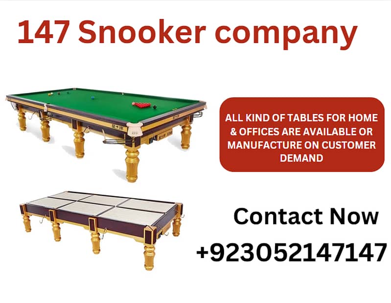 Snooker Table\147 Snooker\Pool\Billiards\All Table\Available 0