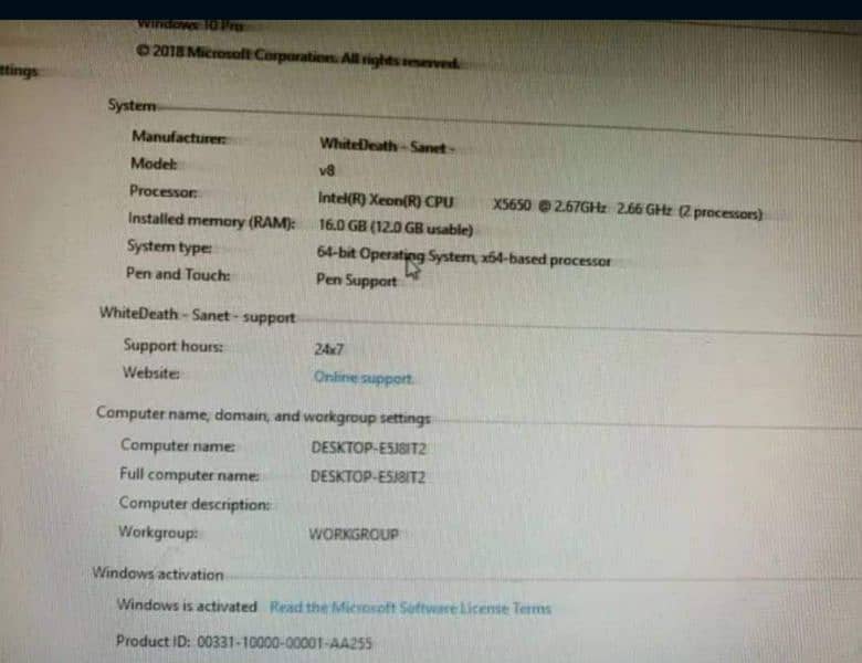 Processor: Intel xeon X5650 Dual Processer 2.67 GHz and 2.66 GHz 6