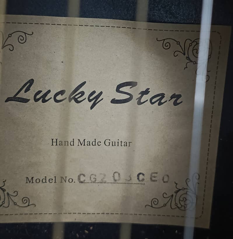 Lucky Star Semi-Acoustic Box Guitar with Bag & auto tuner 6