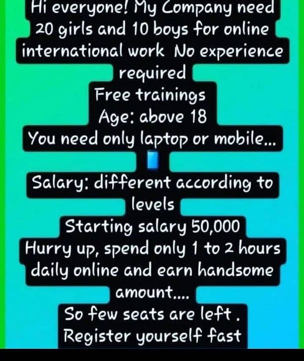 Person Hiring for online working 0