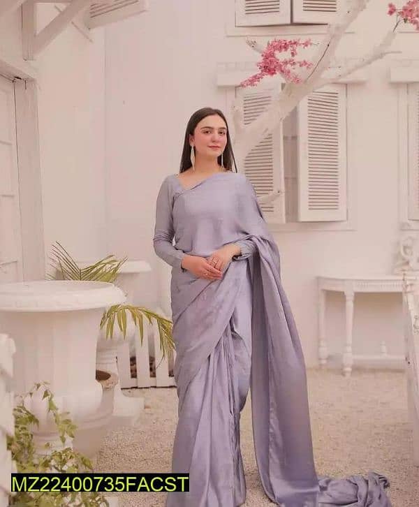 women's unstitched silk plain saree 5