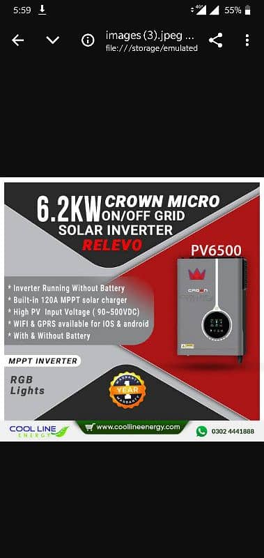 Crown inverter 6.2 Relevo All Model Available 0