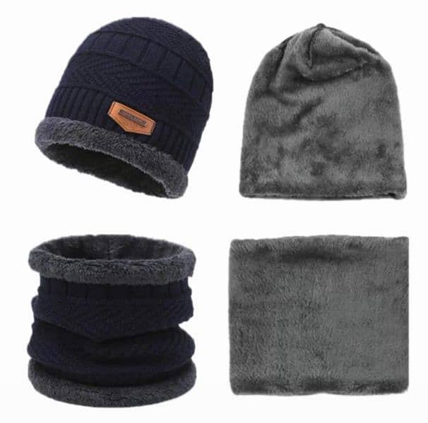 Wool Textured Cap and Mask for Winters 4