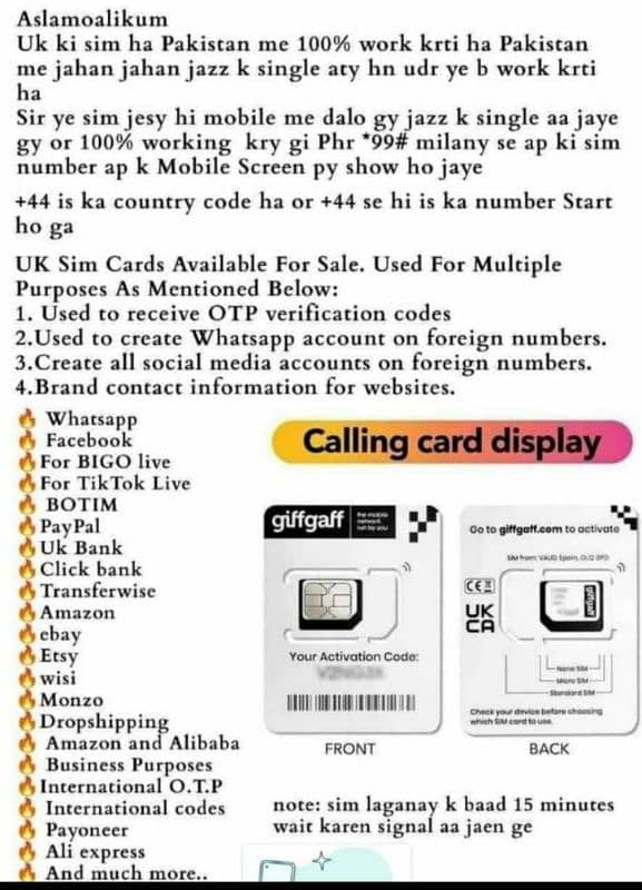 physical ((UK**SIM**)) available in Pakistan whatsapp 03126116314 2