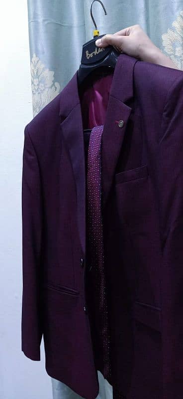 Men's Maroon 3 Piece Slim Fit Suit Wedding Groom Boden Brand 1