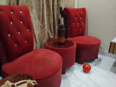 2 sofas chairs  with table