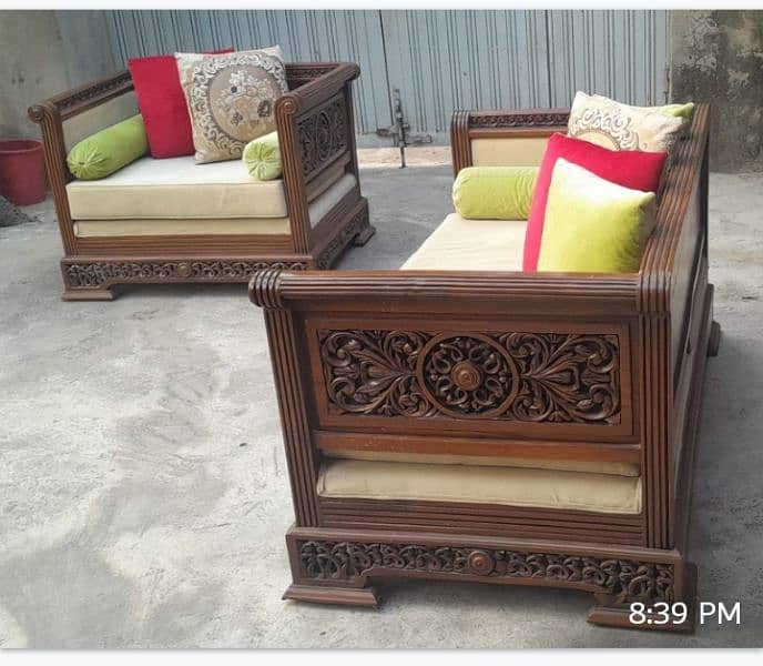 designer / chiniote / shesham wooden sofa set 3