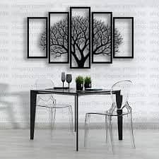 Vintage 5 Frames Tree Wooden Wall Decor Ideas | 3d Laser Cut Wooden W