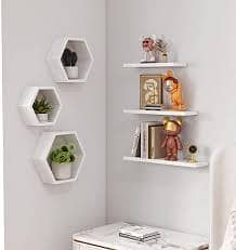 EVENTO Hexagon Shape 3D Wooden Wall Shelf | Wall Shelves for Home Dec 4