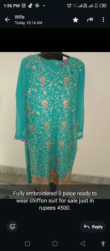 embroidered chiffon 3piece suit 0