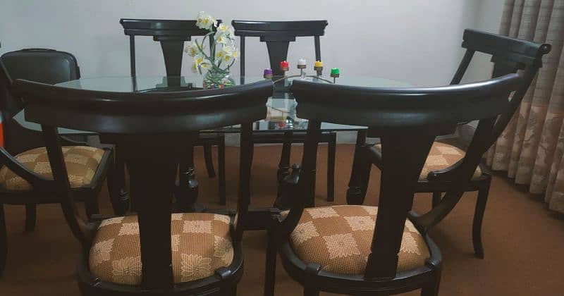 6 Chairs Dining Table Solid Wood 4