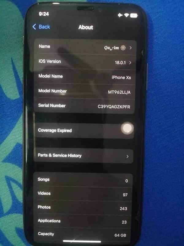 IPhone XS Gold Colour ; Non PTA ;64 GB ; Battery Health 77% ; All Ok 3