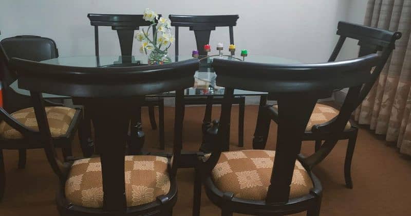 6 Chairs Dining Table Solid Wood 3