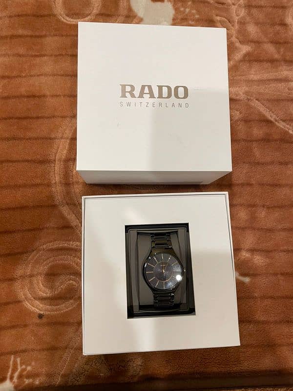 rado true thinline black dial ceramic men's watch r27741162 2