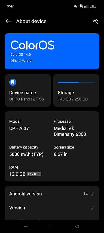 oppo Reno 12F 5g for sale 12/256 2