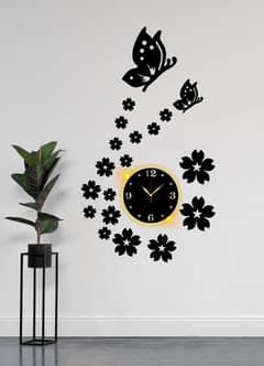 butterfly Analog wall clock with light