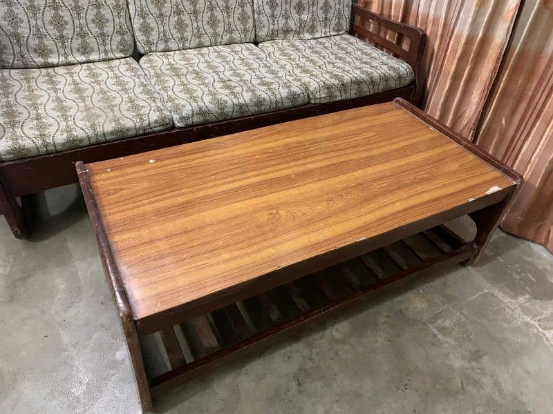 5-Seater Wooden Sofa Set with Center Table 4