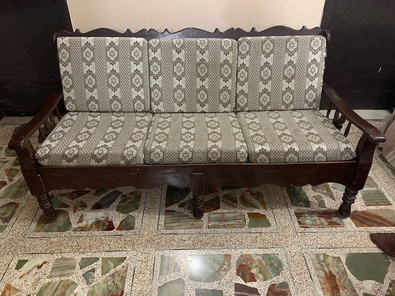 5-Seater Wooden Sofa Set with Center Table 5