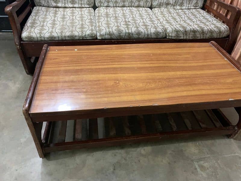 5-Seater Wooden Sofa Set with Center Table 8