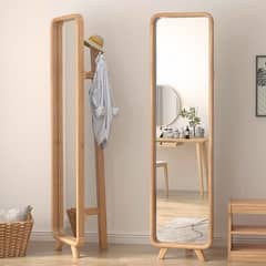 Yellow pine Thickened Frame Full Length Mirror,