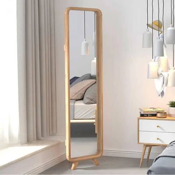 Yellow pine Thickened Frame Full Length Mirror, 2