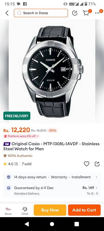 Casio watch MTP-1308 few days used 8