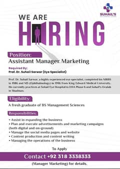 need assistant manager marketing