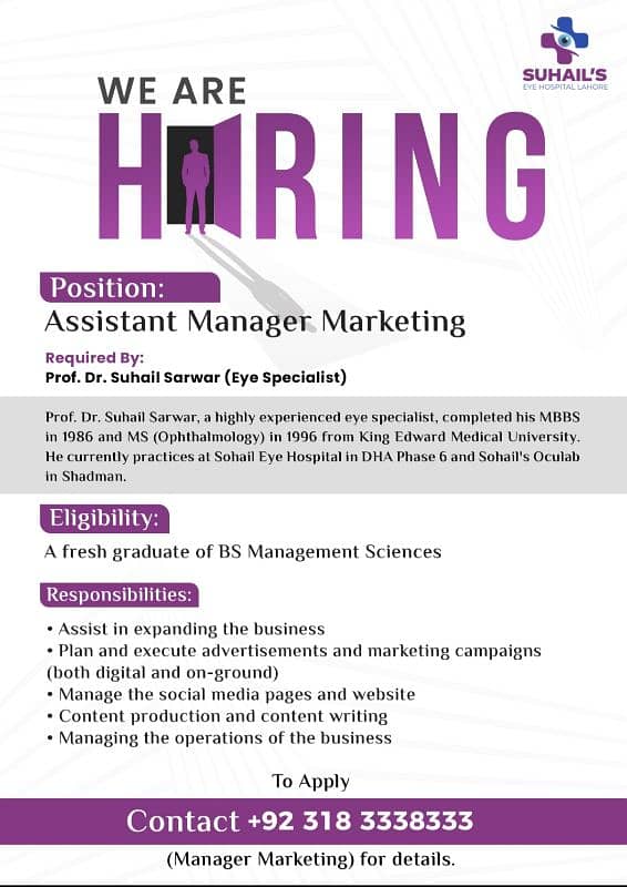 need assistant manager marketing 0