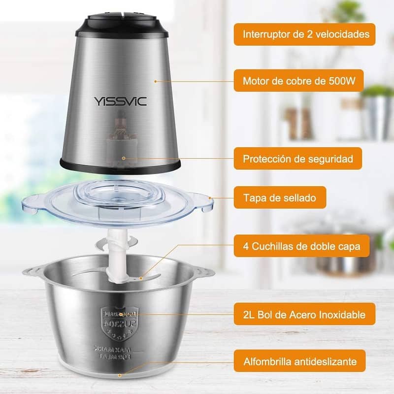 YISSVIC Multifunctional Stainless Steel Mini Food Processor 500W 3