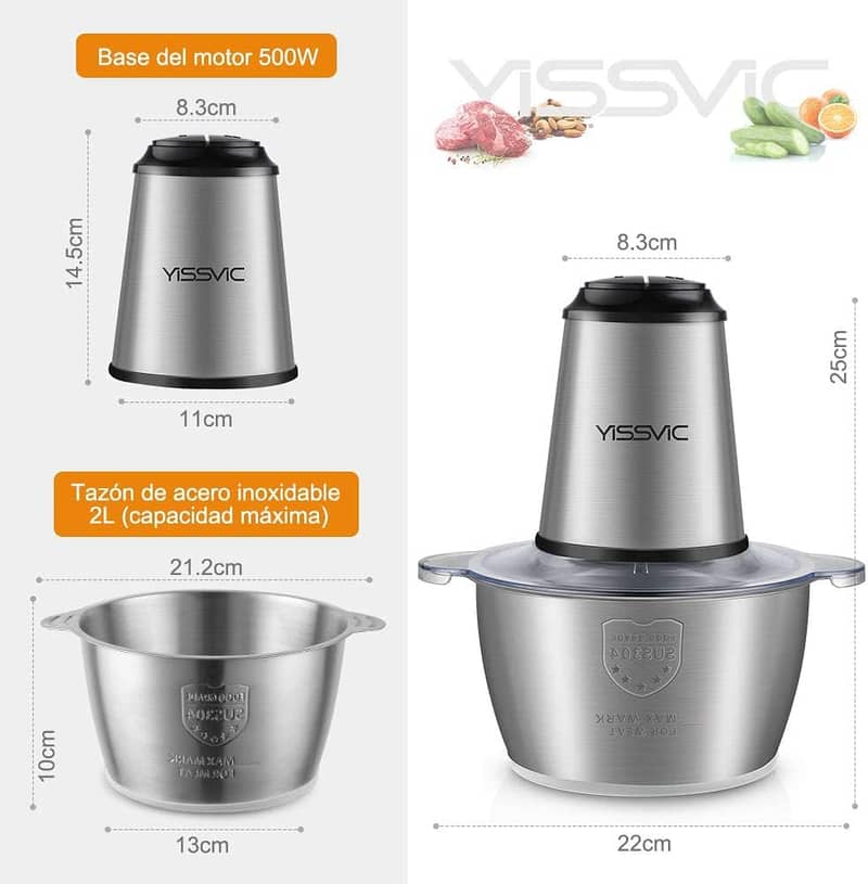 YISSVIC Multifunctional Stainless Steel Mini Food Processor 500W 7