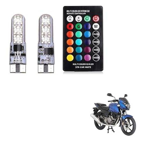 RGB Multicoloured Car LED Bulbs Remote Control Parking Lights 1