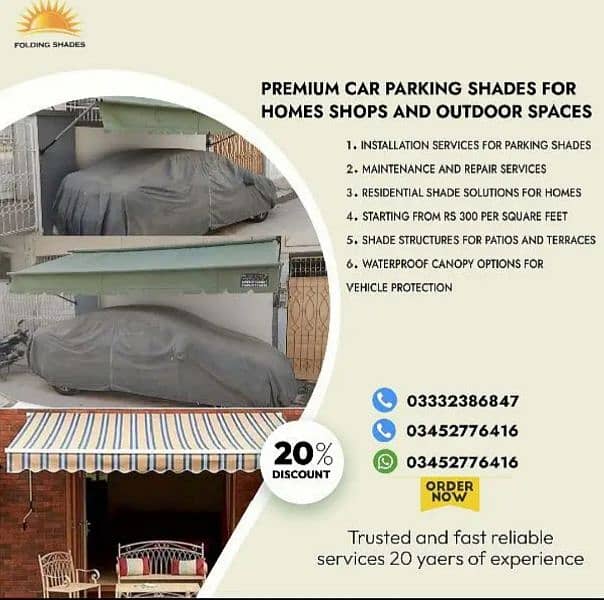 High-Quality Car Parking  Shade our for home shops Windows & Terrace 0