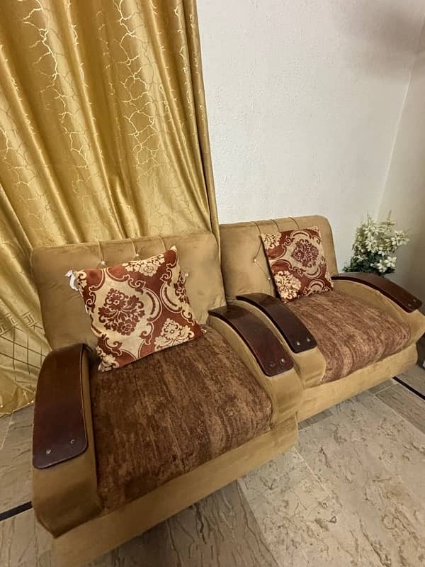 5 seater sofa set golden 1