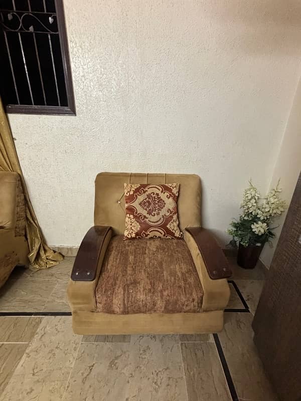 5 seater sofa set golden 2