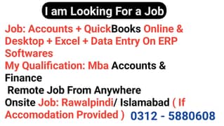 I am Looking For Job ( Related To Accounts & Finance )