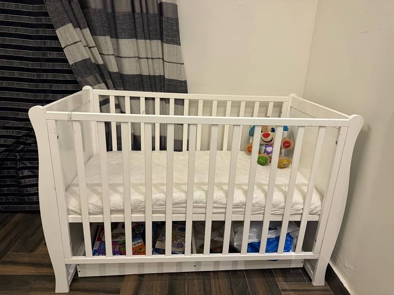 wooden cot with mattress 1