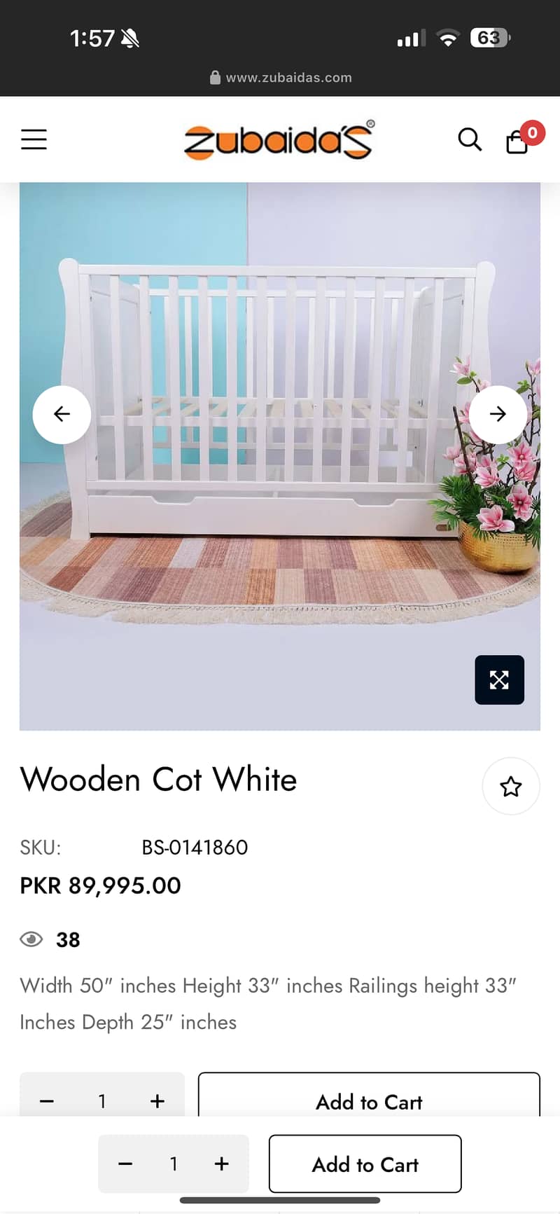 wooden cot with mattress 2