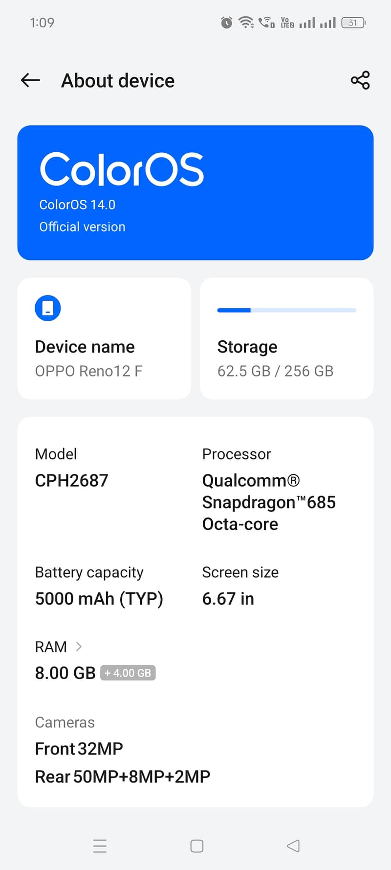 OPPO Reno12 F 8GB+4GB Ram / 256GB ROM 2