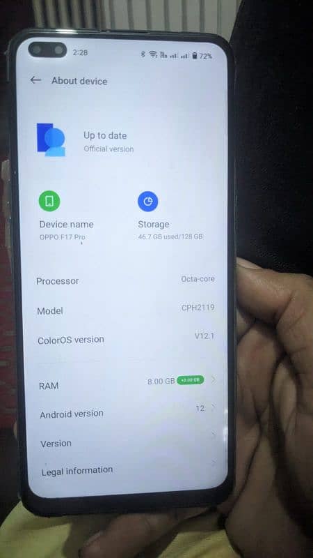 Oppo F17PRO 8/128 Only set with CNIC copy panel change urgent sale . . 4