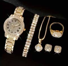 Diamond artificial set -Roman watch  Gold