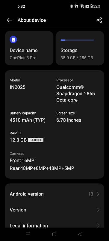 One plus 8 pro 12gb Ram 256 gb ROM 3