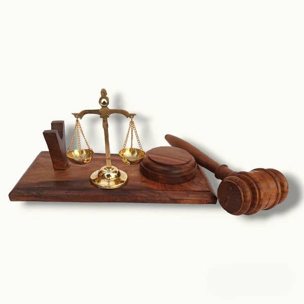 Creative Wooden Gavel and Brass Scale, Wooden Hammer, Home Decor Item 1