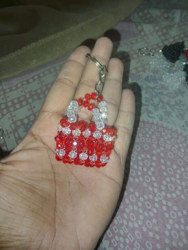 handmade crystal pearl keychain 4