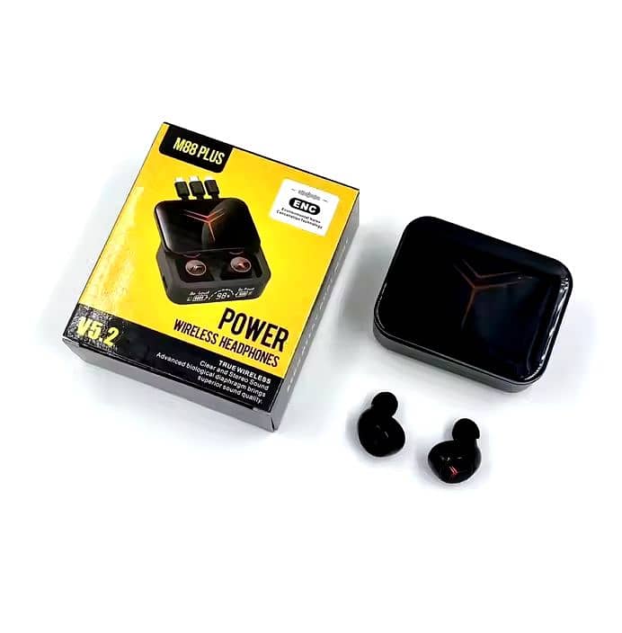 M88 Plus TWS Wireless Earbuds With 3 Cables LED Display Type C 0