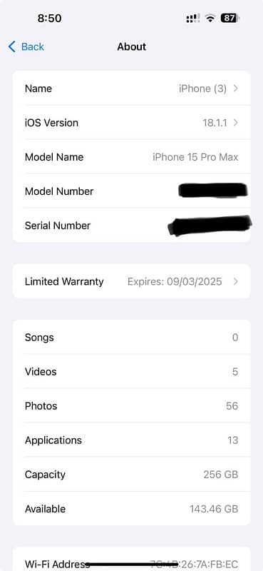 15Pro Max 256GB Dual Physical PTA Approved 4