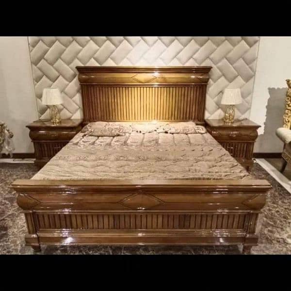 Full size bed set/ wooden double bed set/ bed with side table&dressing 0